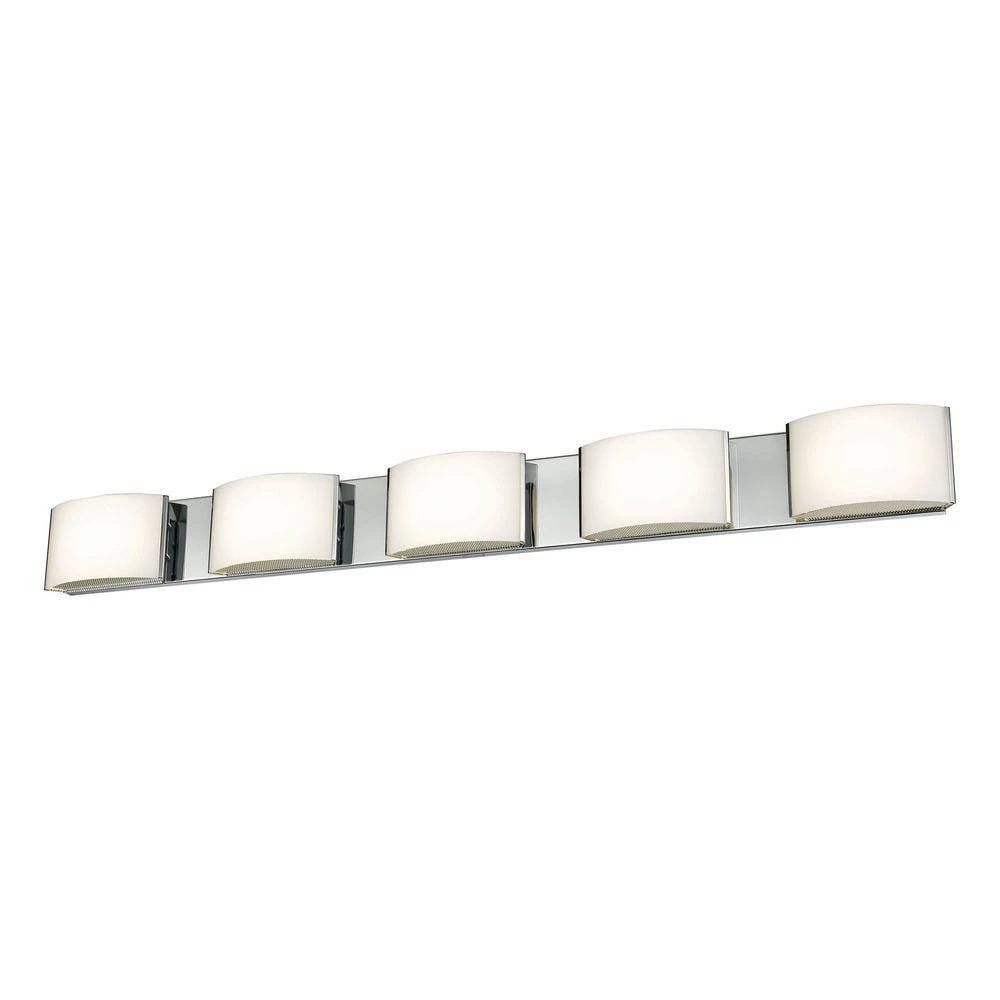 Pandora 5-Light Chrome and Opal Glass LED Vanity Light by Titan Lighting 3 Pandora 5-Light Chrome and Opal Glass LED Vanity Light by Titan Lighting