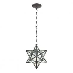 Star 1-Light Clear Glass and Oiled Bronze Pendant Lamp by Titan Lighting