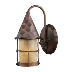 Rustica 1-Light Wall Mount Outdoor Antique Copper Wall Lantern Sconce by Titan Lighting
