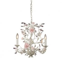 Heritage 3-Light Cream Ceiling Mount Chandelier by Titan Lighting