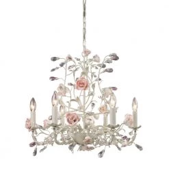 Heritage 6-Light Cream Ceiling Mount Chandelier by Titan Lighting