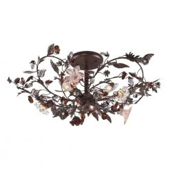 Cristallo Fiore 3-Light Deep Rust Ceiling Semi-Flush Mount Light by Titan Lighting