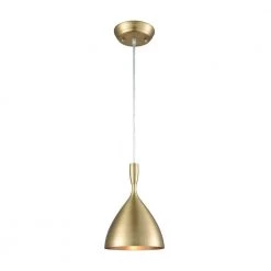 Spun Aluminum 1-Light French Brass Pendant by Titan Lighting
