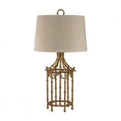 33 in. Gold Leaf Bamboo Birdcage Table Lamp by Titan Lighting