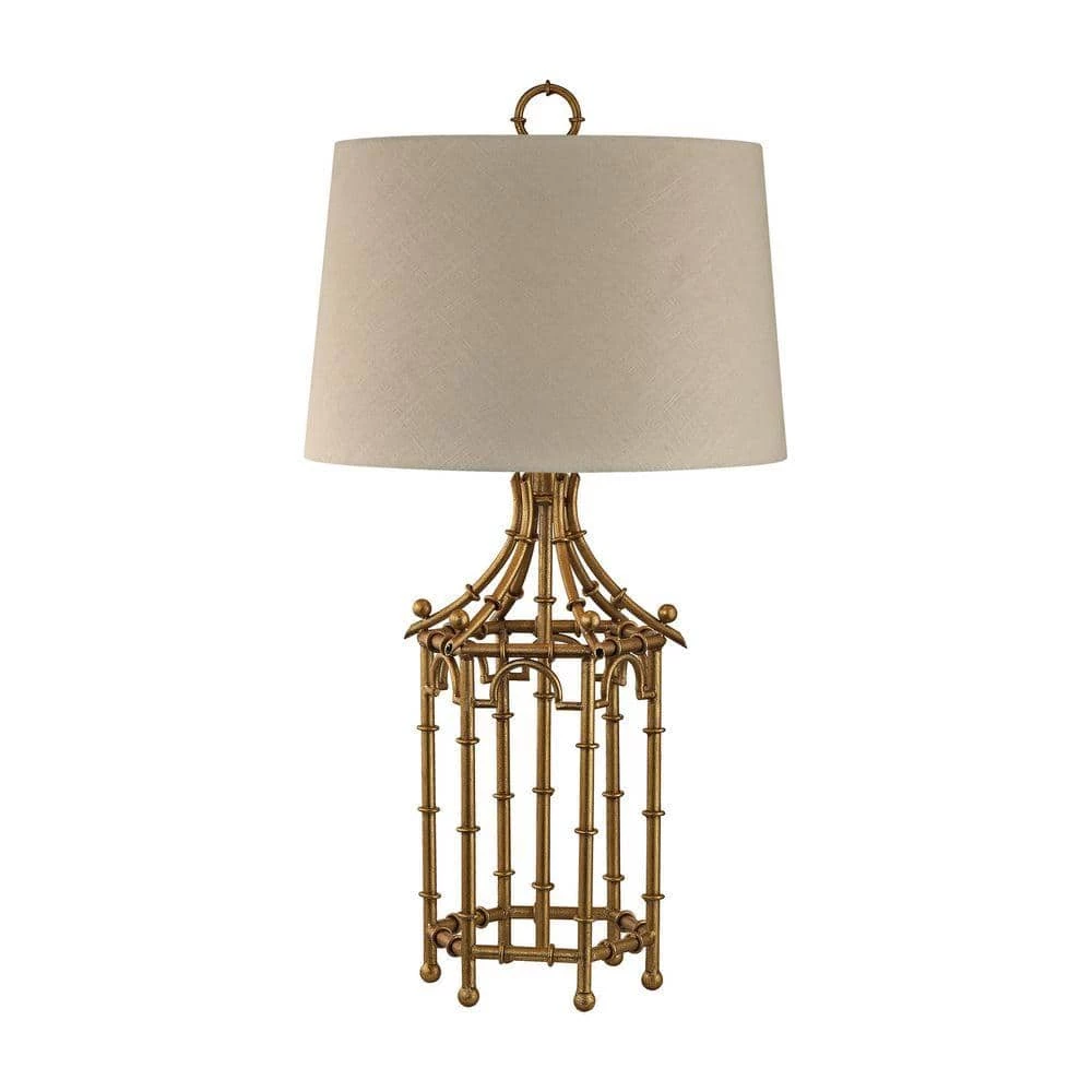33 in. Gold Leaf Bamboo Birdcage Table Lamp by Titan Lighting 3 33 in. Gold Leaf Bamboo Birdcage Table Lamp by Titan Lighting