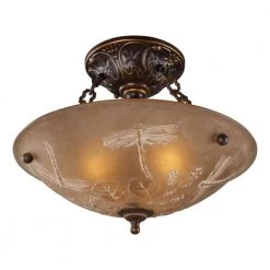 3-Light Golden Bronze Ceiling Semi-Flush Mount Light by Titan Lighting