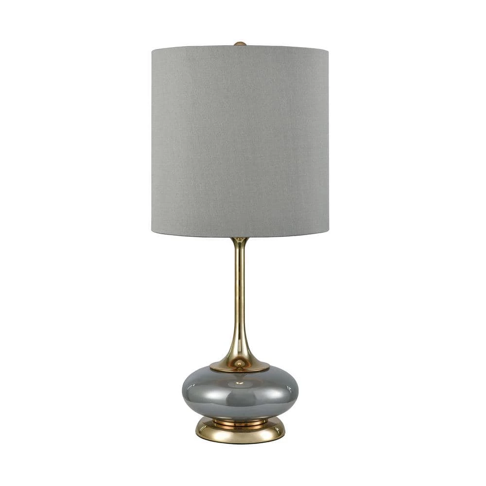 Camelot Table Lamp in Steel Grey and Gold with Smoke Linen Fabric Shade by Titan Lighting 3 Camelot Table Lamp in Steel Grey and Gold with Smoke Linen Fabric Shade by Titan Lighting