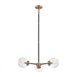 Boudreaux 3-Light Matte Black and Antique Gold Chandelier by Titan Lighting