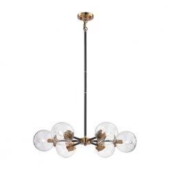 Boudreaux 6-Light Matte Black and Antique Gold Chandelier by Titan Lighting