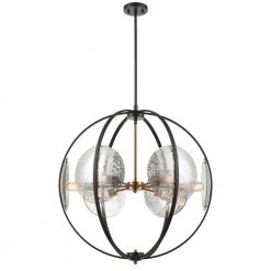 Oriah 6-Light Matte Black Sphere Chandelier with Glass Shades by Titan Lighting