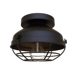 Patterson 8.5 in. 1-Light Matte Black Semi-Flush Mount by Titan Lighting