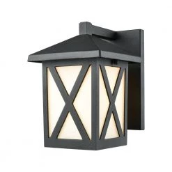 Lawton 1-Light Matte Black with White Glass Outdoor Wall Lantern Sconce by Titan Lighting
