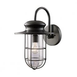 Portside 1-Light Outdoor Matte Black Wall Sconce by Titan Lighting