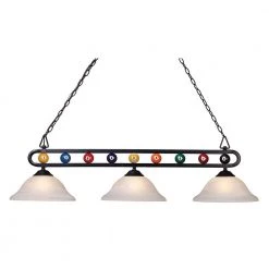 Chalkie 3-Light Matte Black Billiard-Themed Kitchen Island Light with White Shade by Titan Lighting