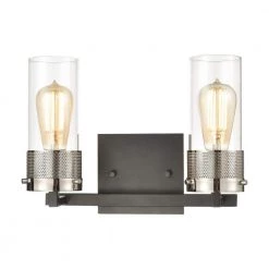 Bergenline 13 in. 2-Light Matte Black Vanity Light by Titan Lighting