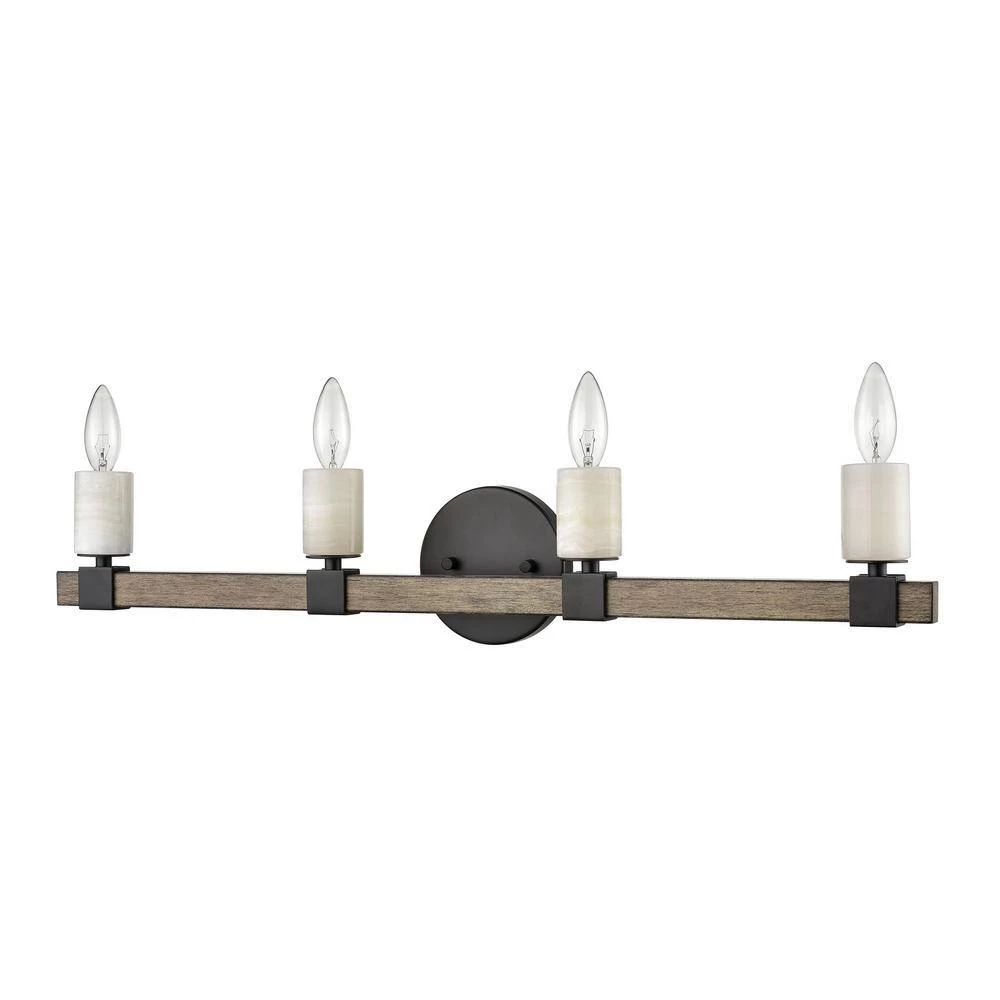 Stone Manor 30 in. 4-Light Matte Black Vanity Light by Titan Lighting 4 Stone Manor 30 in. 4-Light Matte Black Vanity Light by Titan Lighting - Image 2