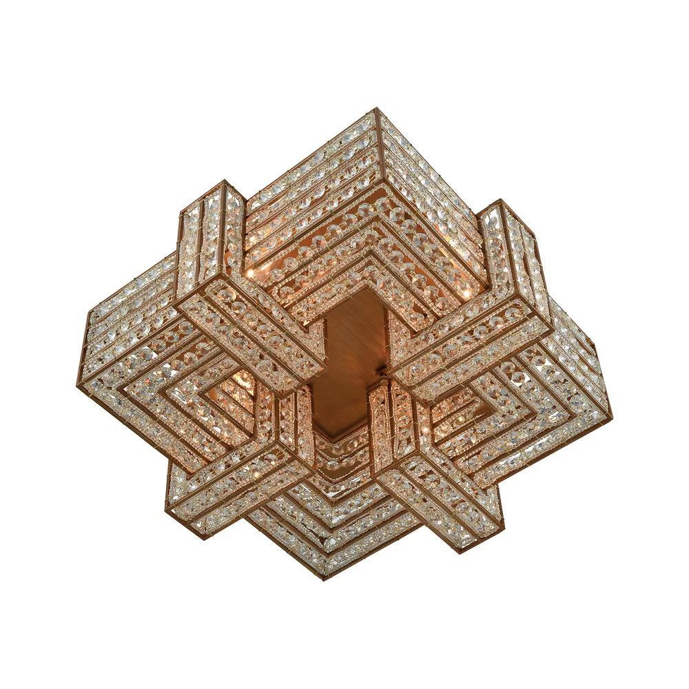 Lexicon 4-Light Matte Gold with Clear Crystal Flushmount by Titan Lighting 4 Lexicon 4-Light Matte Gold with Clear Crystal Flushmount by Titan Lighting - Image 2