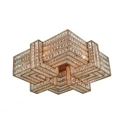 Lexicon 4-Light Matte Gold with Clear Crystal Flushmount by Titan Lighting