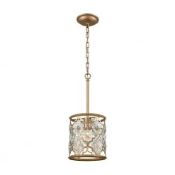 Armand 1-Light Matte Gold with Clear Crystal Pendant by Titan Lighting