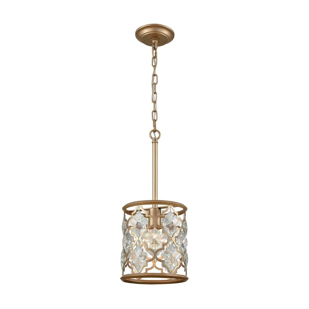 Armand 1-Light Matte Gold with Clear Crystal Pendant by Titan Lighting 3 Armand 1-Light Matte Gold with Clear Crystal Pendant by Titan Lighting