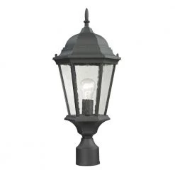 Temple Hill 1-Light Outdoor Matte Textured Black Post Lantern by Titan Lighting
