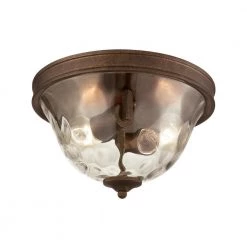 Cheltham 2-Light Mocha with Clear Water Glass Flushmount by Titan Lighting