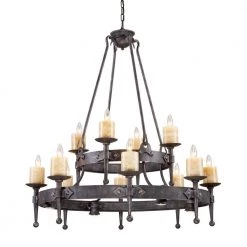 Cambridge 12-Light Moonlit Rust Ceiling Mount Chandelier by Titan Lighting