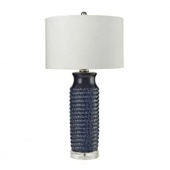 Wrapped Rope 30 in. Navy Blue Ceramic Table Lamp by Titan Lighting