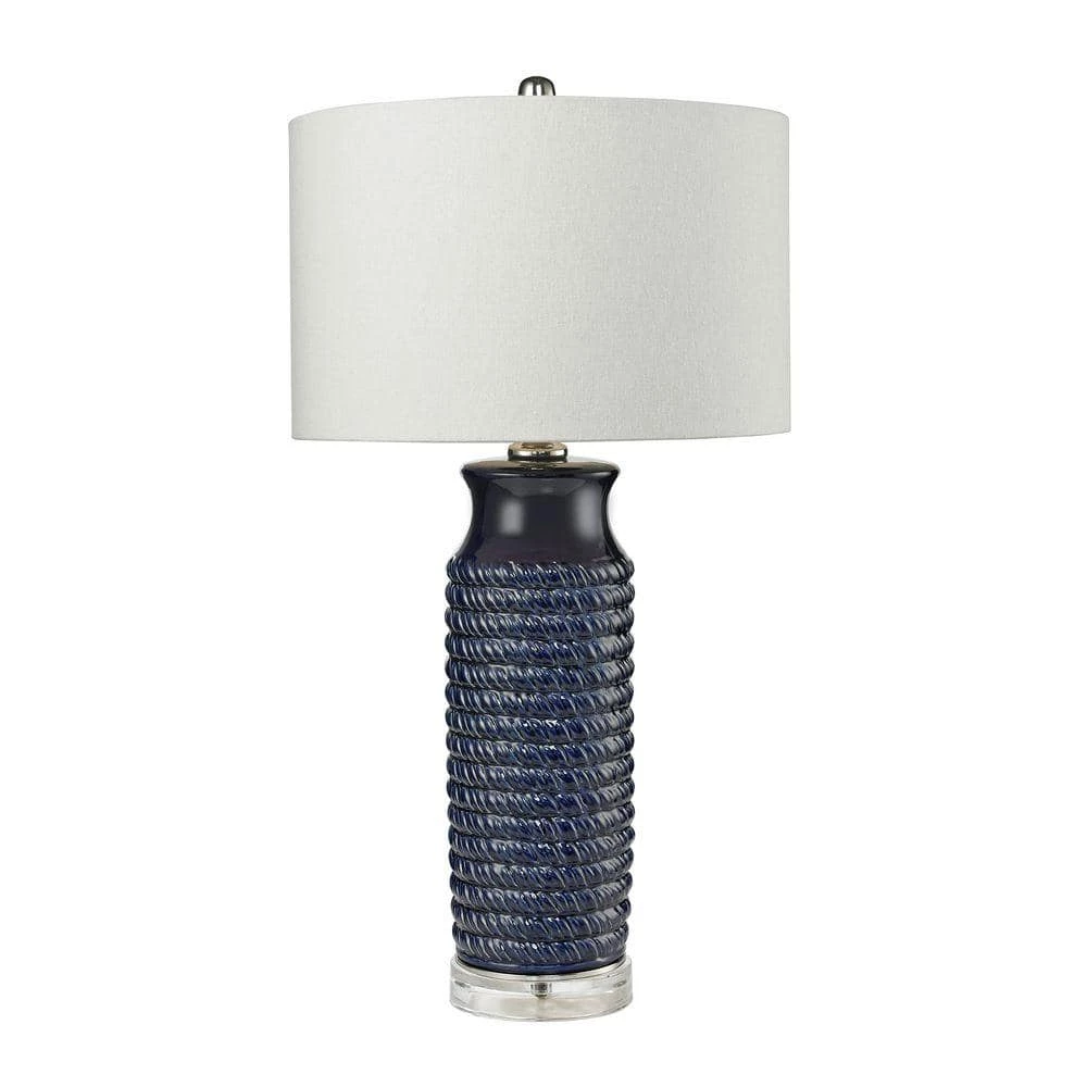Wrapped Rope 30 in. Navy Blue Ceramic Table Lamp by Titan Lighting 3 Wrapped Rope 30 in. Navy Blue Ceramic Table Lamp by Titan Lighting