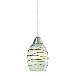 Helice Collection 1-Light Satin Nickel LED Mini Pendant by Titan Lighting