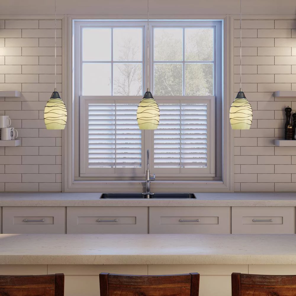 Helice Collection 1-Light Satin Nickel LED Mini Pendant by Titan Lighting 4 Helice Collection 1-Light Satin Nickel LED Mini Pendant by Titan Lighting - Image 2