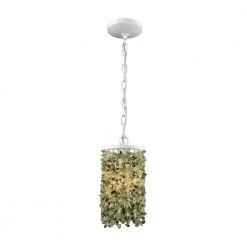Agate Stones 1-Light Weathered Bronze with Light Jade Agate Stones Pendant by Titan Lighting