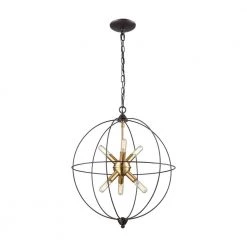 Loftin 6-Light Oil Rubbed Bronze with Satin Brass Accents Chandelier by Titan Lighting
