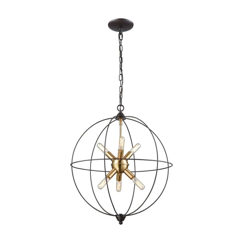 Loftin 6-Light Oil Rubbed Bronze with Satin Brass Accents Chandelier by Titan Lighting 3 Loftin 6-Light Oil Rubbed Bronze with Satin Brass Accents Chandelier by Titan Lighting