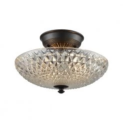 Sweetwater 2-Light Oil Rubbed Bronze with Clear Crystal Glass Semi-Flushmount by Titan Lighting