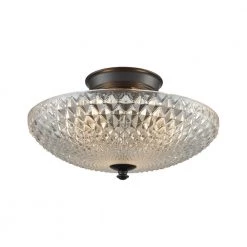 Sweetwater 3-Light Oil Rubbed Bronze with Clear Crystal Glass Semi-Flushmount by Titan Lighting