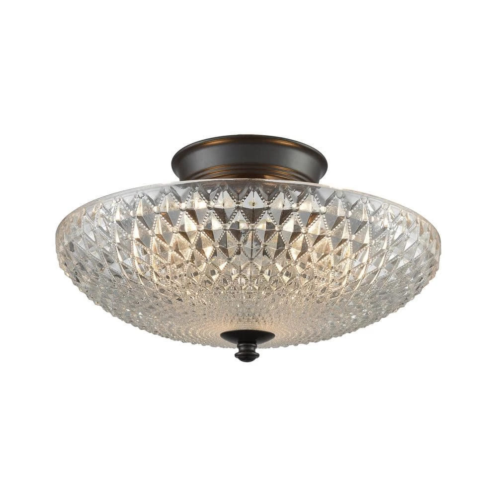 Sweetwater 3-Light Oil Rubbed Bronze with Clear Crystal Glass Semi-Flushmount by Titan Lighting 3 Sweetwater 3-Light Oil Rubbed Bronze with Clear Crystal Glass Semi-Flushmount by Titan Lighting
