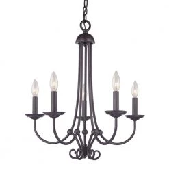 Williamsport 5-Light Oil Rubbed Bronze Ceiling Chandelier by Titan Lighting
