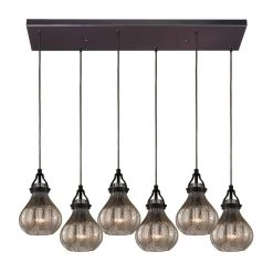 Danica 6-Light Oil Rubbed Bronze and Mercury Glass Pendant by Titan Lighting