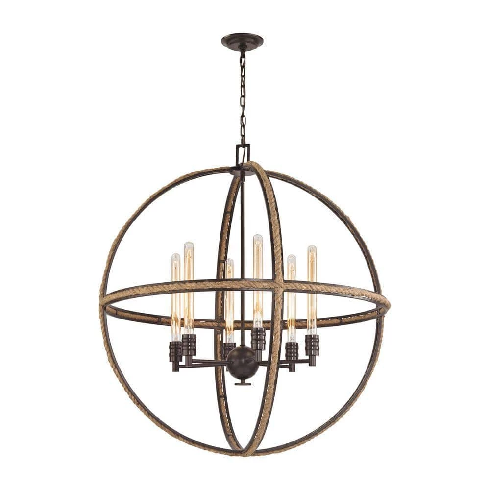 Natural Rope 6-Light Oil Rubbed Bronze Chandelier by Titan Lighting 3 Natural Rope 6-Light Oil Rubbed Bronze Chandelier by Titan Lighting