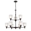 9-Light Oil Rubbed Bronze Tiered Chandelier with Glass Shades by Titan Lighting