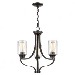 3-Light Oil Rubbed Bronze Chandelier with Glass Shades by Titan Lighting