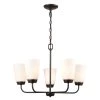 5-Light Oil Rubbed Bronze Candelabra Chandelier with Glass Shades by Titan Lighting