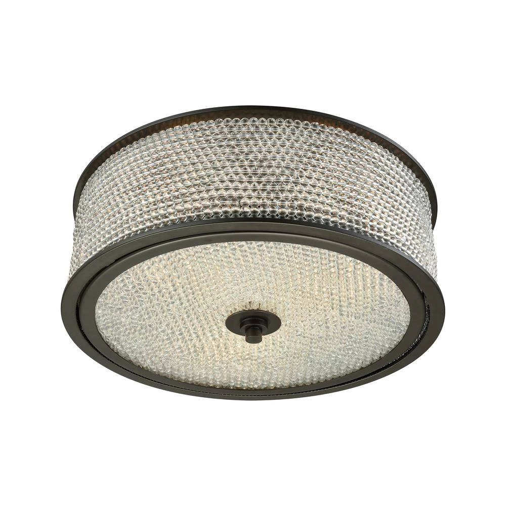 Glass Beads 3-Light Oil Rubbed Bronze with Clear Glass Balls Semi-Flushmount by Titan Lighting 4 Glass Beads 3-Light Oil Rubbed Bronze with Clear Glass Balls Semi-Flushmount by Titan Lighting - Image 2