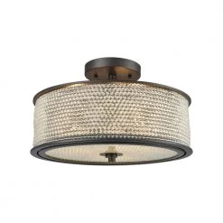 Glass Beads 3-Light Oil Rubbed Bronze with Clear Glass Balls Semi-Flushmount by Titan Lighting