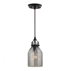 Danica 1-Light Oil Rubbed Bronze and Mercury Glass Pendant by Titan Lighting