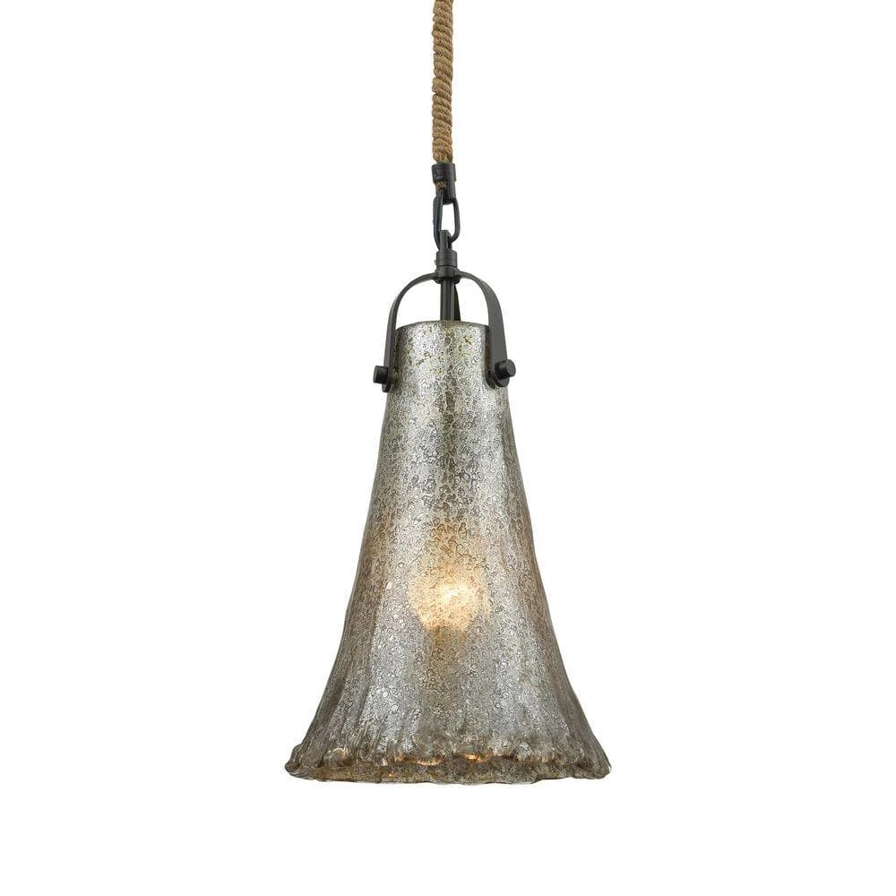Hand Formed Glass 1-Light Oil Rubbed Bronze Pendant by Titan Lighting 3 Hand Formed Glass 1-Light Oil Rubbed Bronze Pendant by Titan Lighting