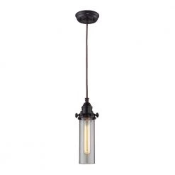 1-Light Oiled Rubbed Bronze Pendant with Vintage Bulb Included by Titan Lighting