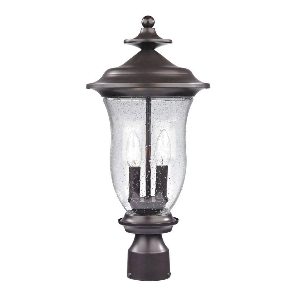 Trinity 2-Light Outdoor Oil Rubbed Bronze Post Lantern by Titan Lighting 2 Trinity 2-Light Outdoor Oil Rubbed Bronze Post Lantern by Titan Lighting
