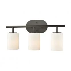 Pemlico 3-Light Oil Rubbed Bronze with White Glass Bath Light by Titan Lighting